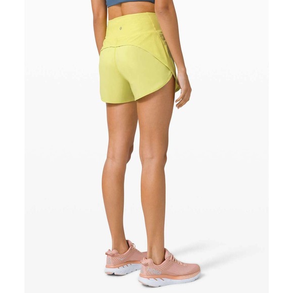 Lululemon Run Off Route High Rise Short 4" Lemon Vibe Sz 4